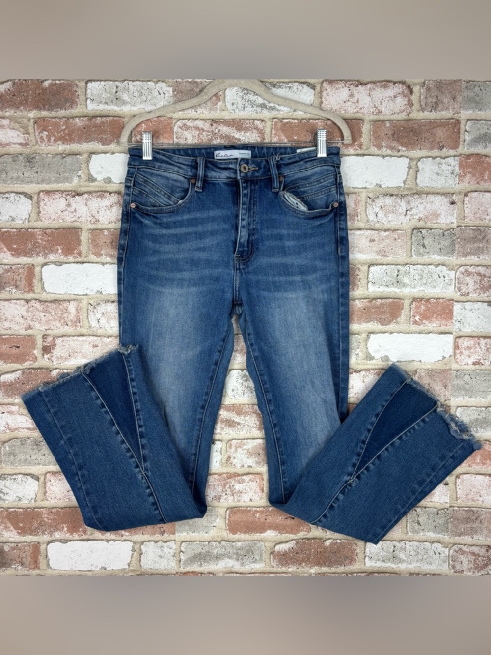 Kancan high rise flare jeans size 28 Back seam medium wash